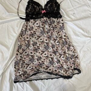 Victoria's Secret Floral Chemise with Black Lace